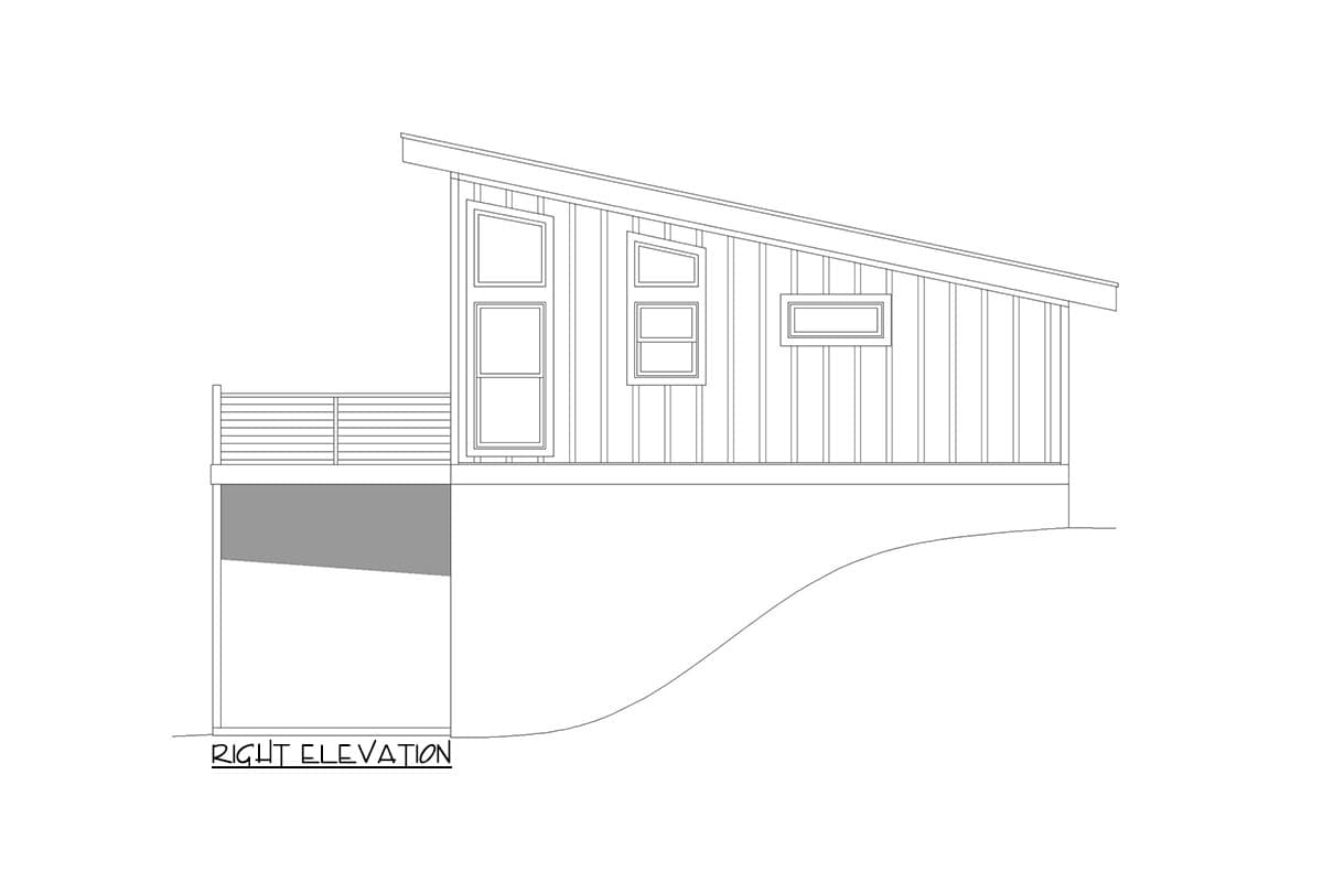 Plan 680142VR: 1248 Square Foot Contemporary Lake House Plan with Walkout Lower Level - Image #5 - Carriage, Contemporary, Mid Century Modern, Modern, Mountain