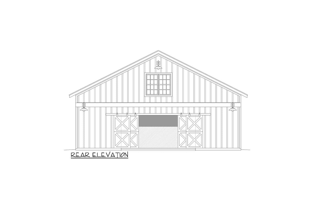 Plan 680143VR: 1080 Square Foot Barn Studio with Upstairs Loft - Image #4 - Barndominium, Country, Rustic, Traditional
