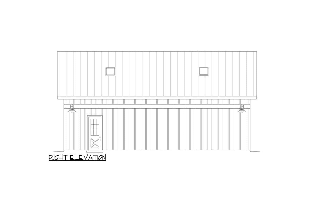 Plan 680143VR: 1080 Square Foot Barn Studio with Upstairs Loft - Image #5 - Barndominium, Country, Rustic, Traditional