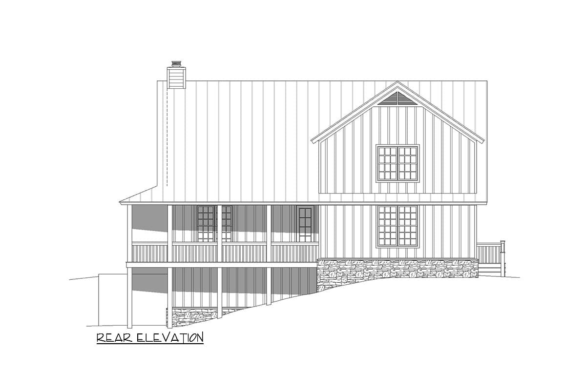Plan 680145VR: 2400 Square Foot 3-Bed Farmhouse with 2-Car Drive-Under Garage - Image #4 - Country, Mountain