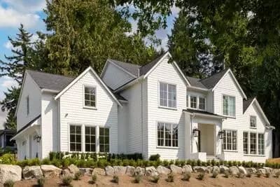 Contemporary Shingle Style Farmhouse Plan with 4 Upstairs Vaulted Bedrooms