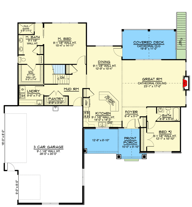 Plan 135237GRA: Rustic Country House Plan with Option to Finish Basement - 1881 Sq Ft - Floor Plan - Main Level - Country, Craftsman, Farmhouse, Mountain, Ranch, Rustic, Traditional