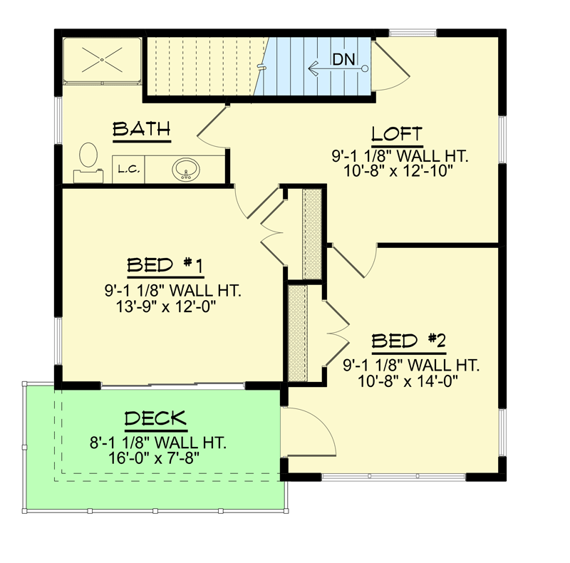 Plan 135235GRA: 647 Square Foot ADU with 2 Beds and a Modern Exterior - Floor Plan - 2nd Floor - Carriage, Contemporary, Modern