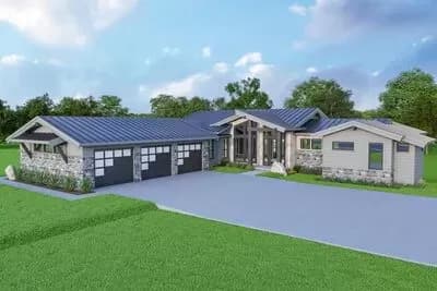 3600 Square Foot Mid-Century Modern House Plan with 3-Car Garage