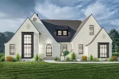Transitional Tudor House Plan Under 2400 Square Feet with Bonus Expansion