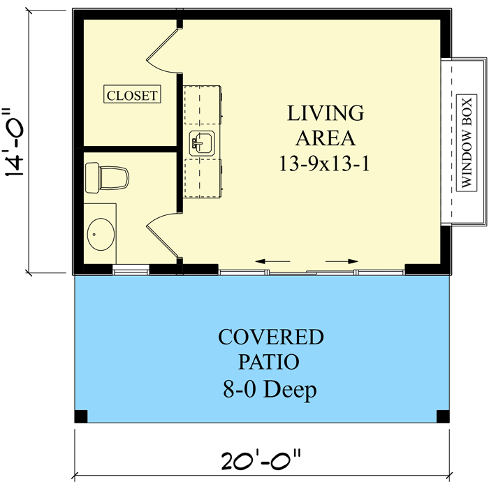 Plan 95209RW: 280 Square Foot Backyard Office Retreat - Floor Plan - Main Level - Contemporary, Craftsman