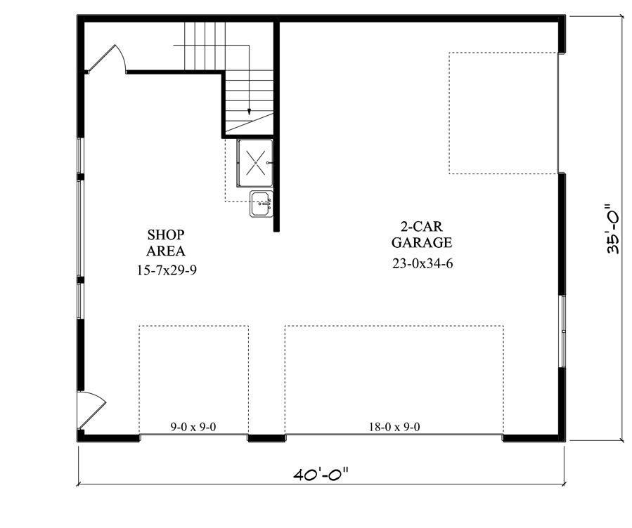 Plan 95215RW: Detached Craftsman Garage with 1,176 Square Feet of Studio Space Above - Floor Plan - Main Level - Craftsman, Mountain, Rustic, Traditional