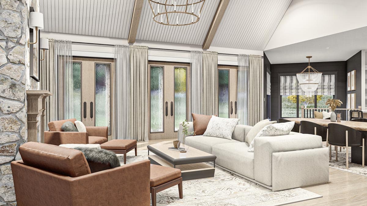 Plan 623253DJ: 2500 Square Foot Modern Cottage with Hidden Library - Image #5 - Cottage, Country, European, New American, Ranch, Transitional