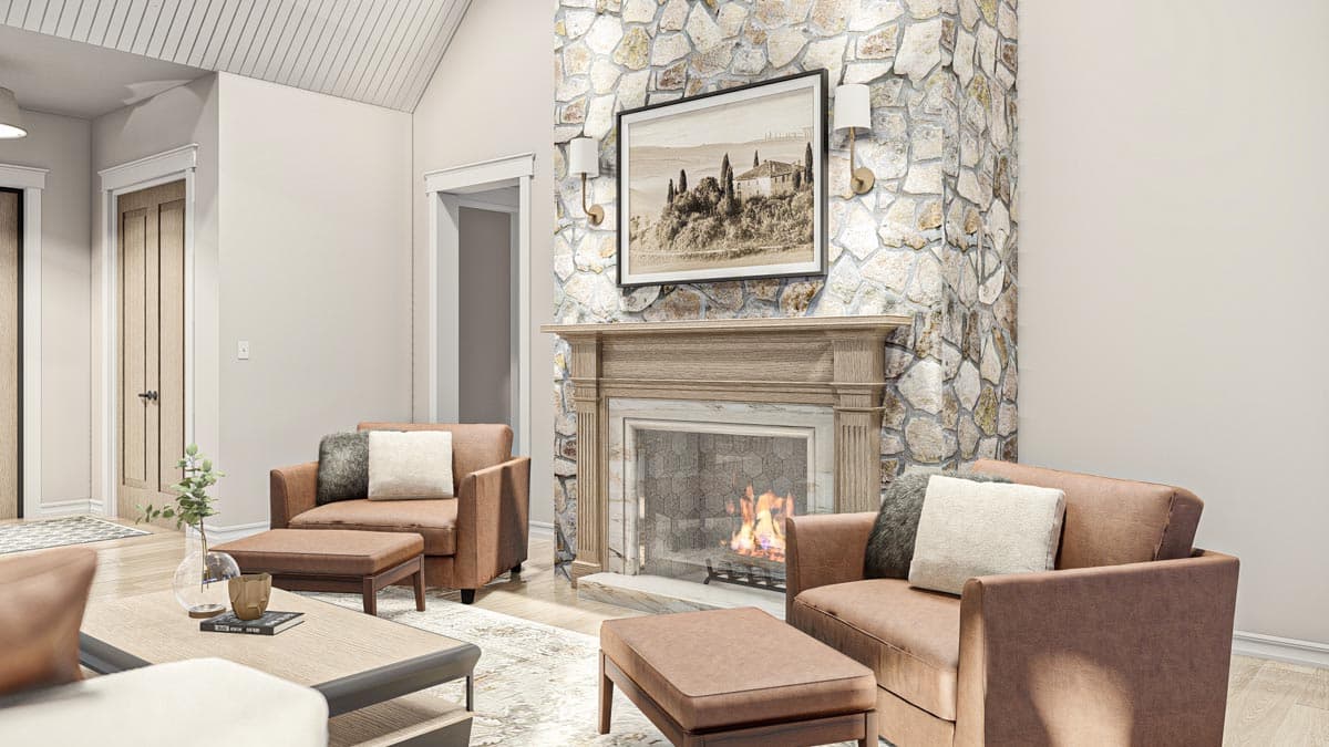 Plan 623253DJ: 2500 Square Foot Modern Cottage with Hidden Library - Image #6 - Cottage, Country, European, New American, Ranch, Transitional