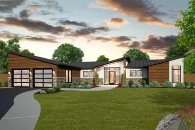 2316 Square Foot Modern Shed Roof House Plan with Flex Room Fourth Bedroom