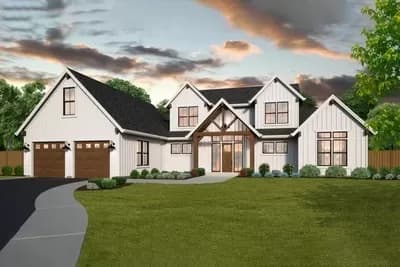 4 Bed New American House Plan Under 2400 Square Feet with Flex Room