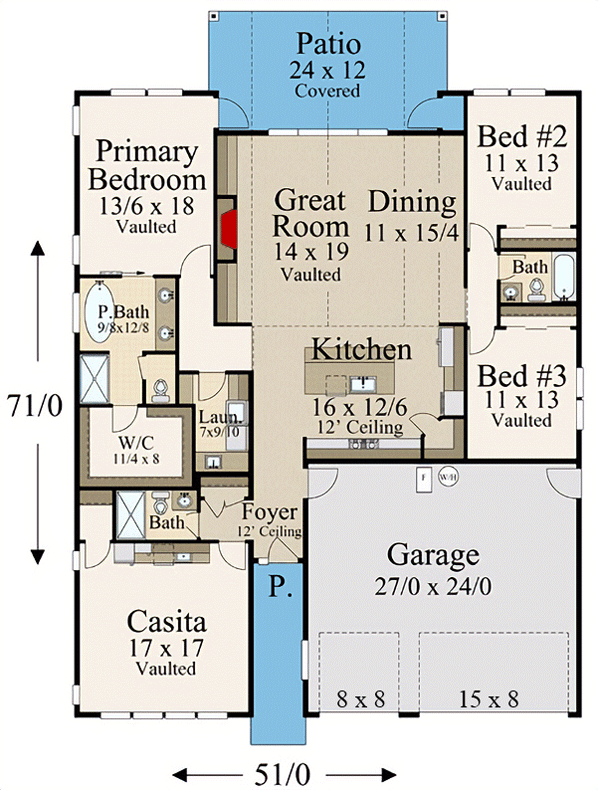 Plan 85414MS: Multi-Generational Modern Barn House Plan Under 2400 Square Feet - Floor Plan - Main Level - Country, Modern, Modern Farmhouse
