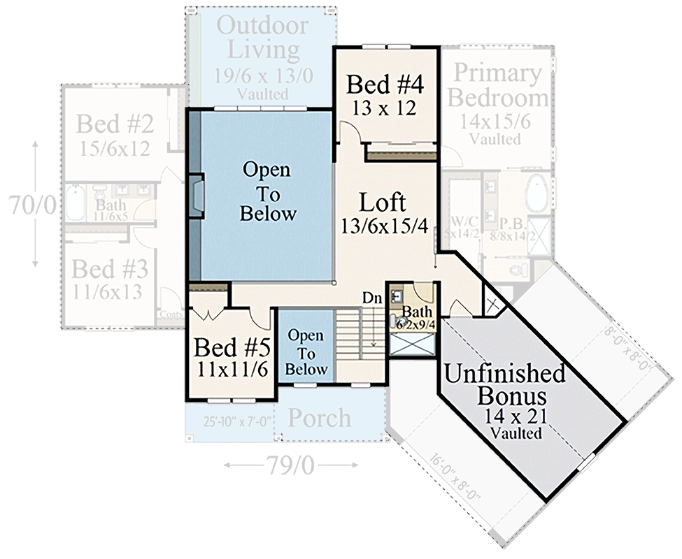 Plan 85420MS: 5-Bedroom 3028 Square Foot Angled Garage Farmhouse Plan - Floor Plan - 2nd Floor - Country, Modern Farmhouse, New American, Traditional