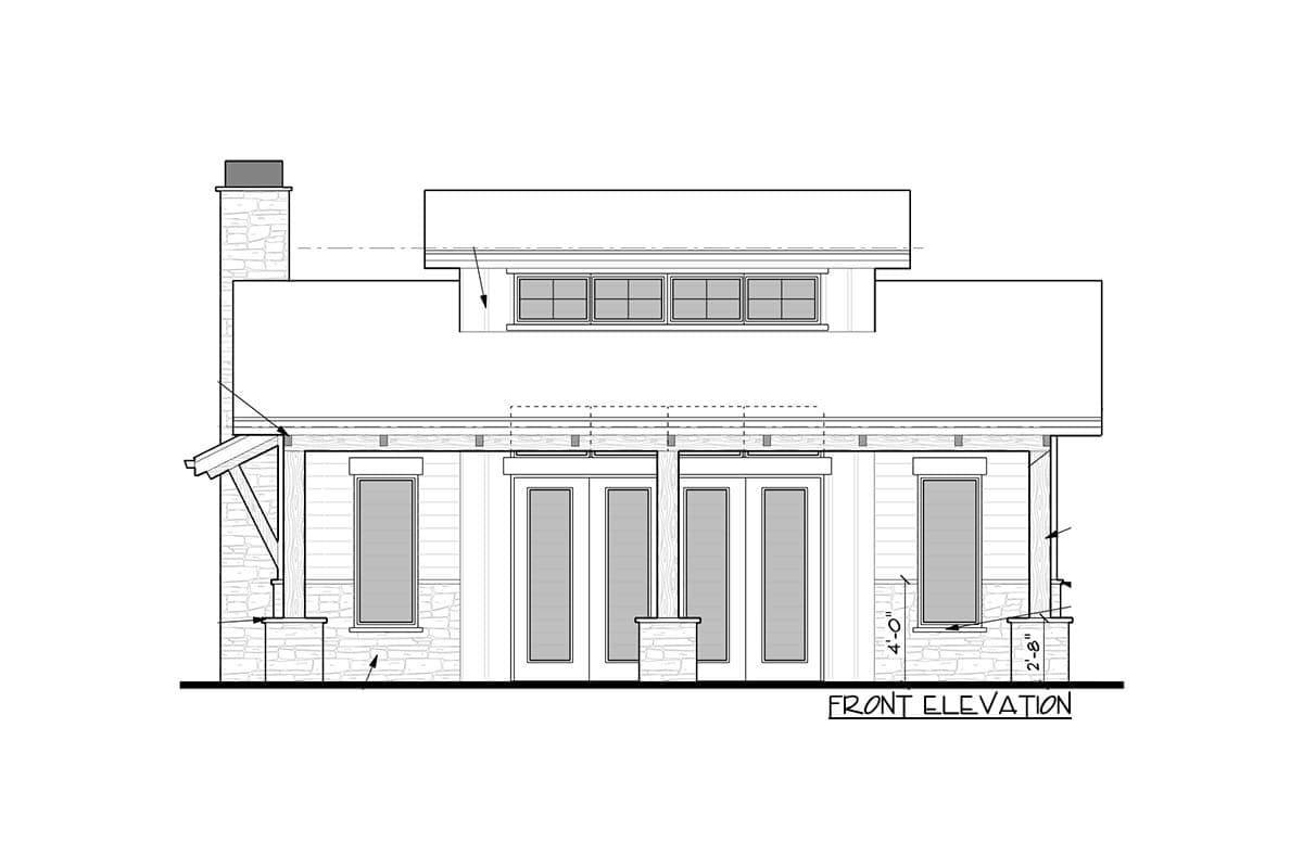 Plan 95213RW: 612 Square Foot Pool House Plan with Clerestory Windows - Image #4 - Craftsman, Rustic, Traditional