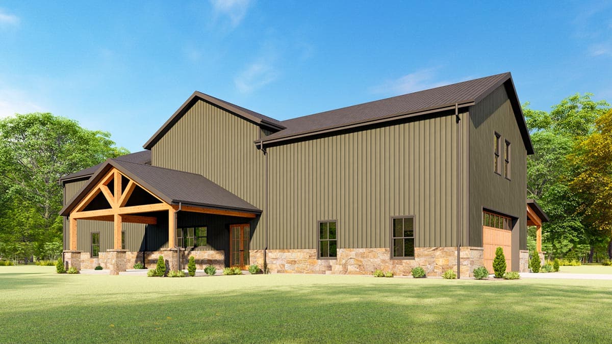 Plan 777067MTL: 5-Bed Barndominium with 2-Story Living Room - Image #6 - Barndominium, Country, Craftsman, Mountain, New American, Rustic