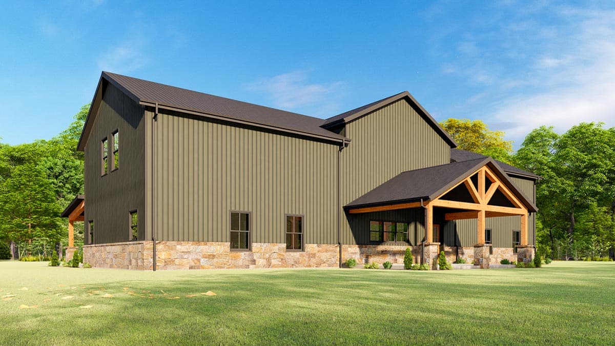 Plan 777067MTL: 5-Bed Barndominium with 2-Story Living Room - Image #7 - Barndominium, Country, Craftsman, Mountain, New American, Rustic