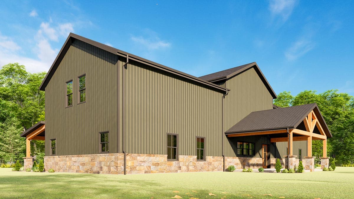 Plan 777067MTL: 5-Bed Barndominium with 2-Story Living Room - Image #8 - Barndominium, Country, Craftsman, Mountain, New American, Rustic