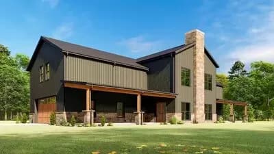 5-Bed Barndominium with 2-Story Living Room