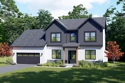 2340 Square Foot 2-Story New American House Plan with 4 Upstairs Bedrooms and Laundry