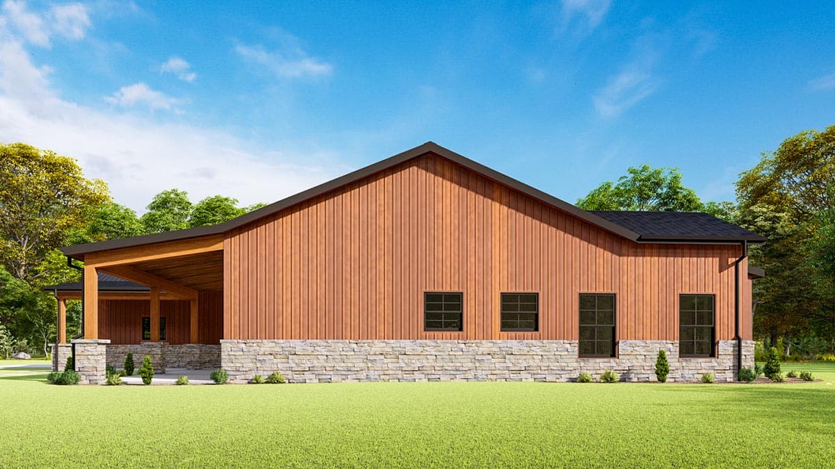 Plan 777068MTL: Split Bedroom Rustic Ranch House Plan with L-Shaped Back Porch - Image #4 - Country, Craftsman, Mountain, Ranch, Rustic