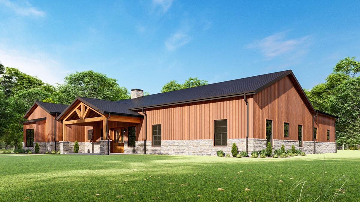 Plan 777068MTL: Split Bedroom Rustic Ranch House Plan with L-Shaped Back Porch - Image #10 - Country, Craftsman, Mountain, Ranch, Rustic