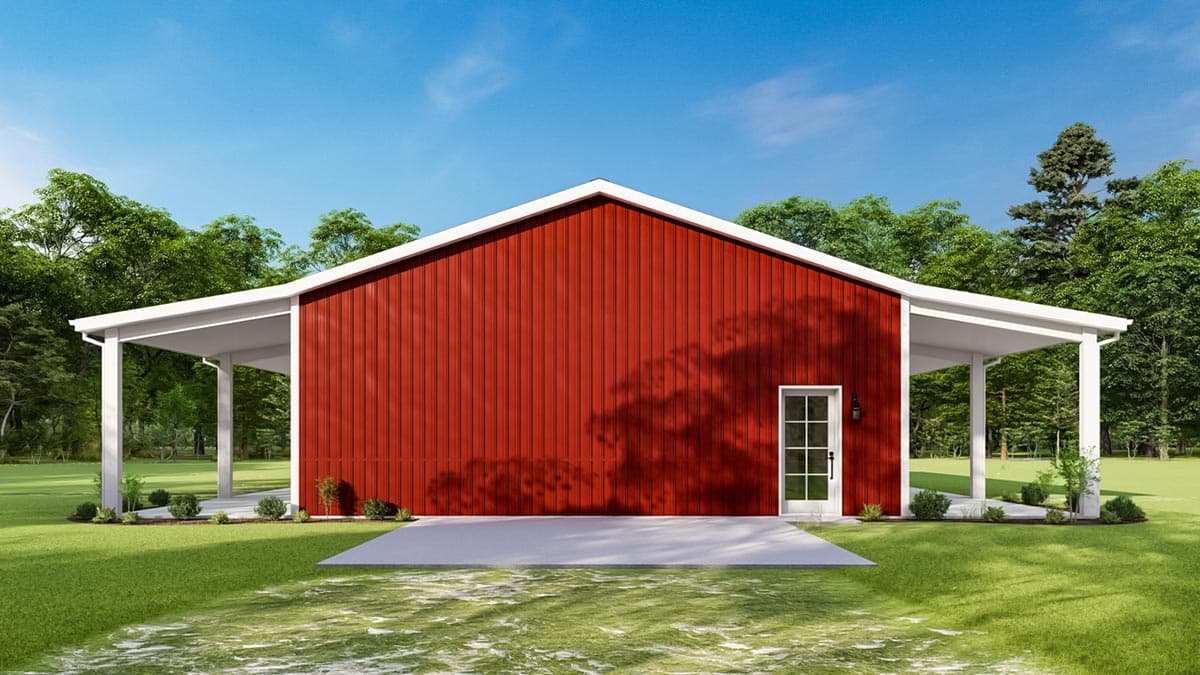 Plan 777069MTL: 1600 Square Foot House Plan with 1000 Square Feet of Covered Porches - Image #7 - Barndominium, Country, Farmhouse, Ranch, Rustic