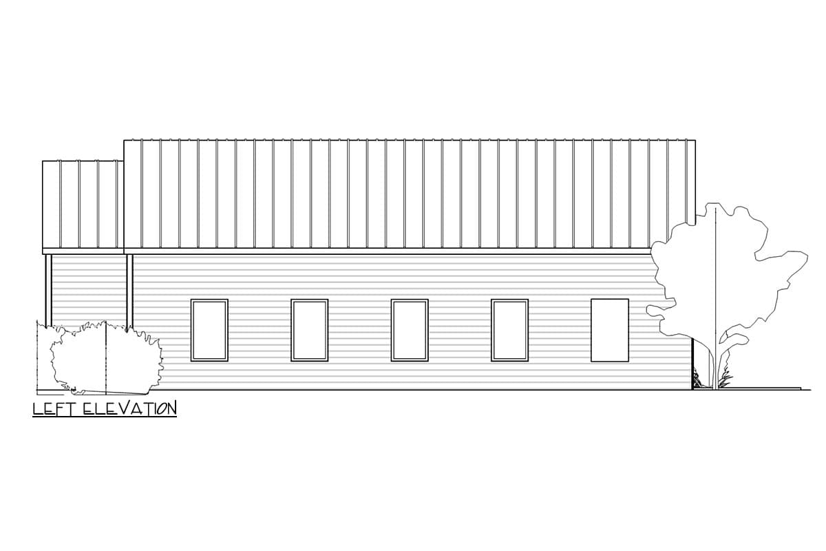 Plan 550007LAN: 740 Square Foot Contemporary Scandinavian-Style House Plan with 1-Car Garage - Image #4 - Cabin, Contemporary, Scandinavian, Vacation