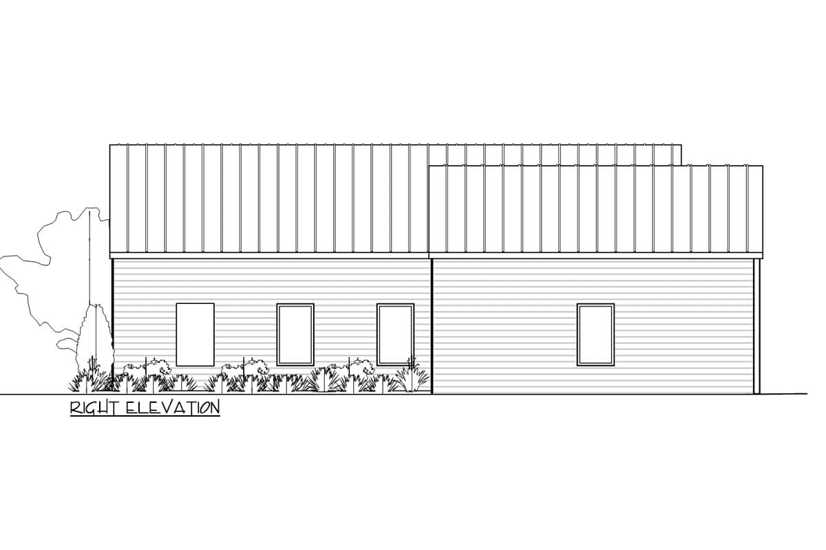 Plan 550007LAN: 740 Square Foot Contemporary Scandinavian-Style House Plan with 1-Car Garage - Image #6 - Cabin, Contemporary, Scandinavian, Vacation