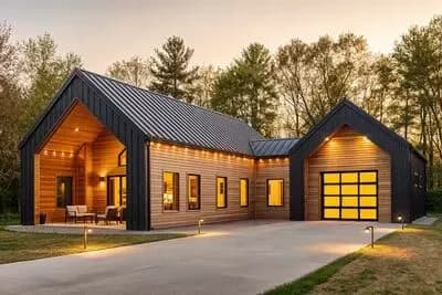 740 Square Foot Contemporary Scandinavian-Style House Plan with 1-Car Garage
