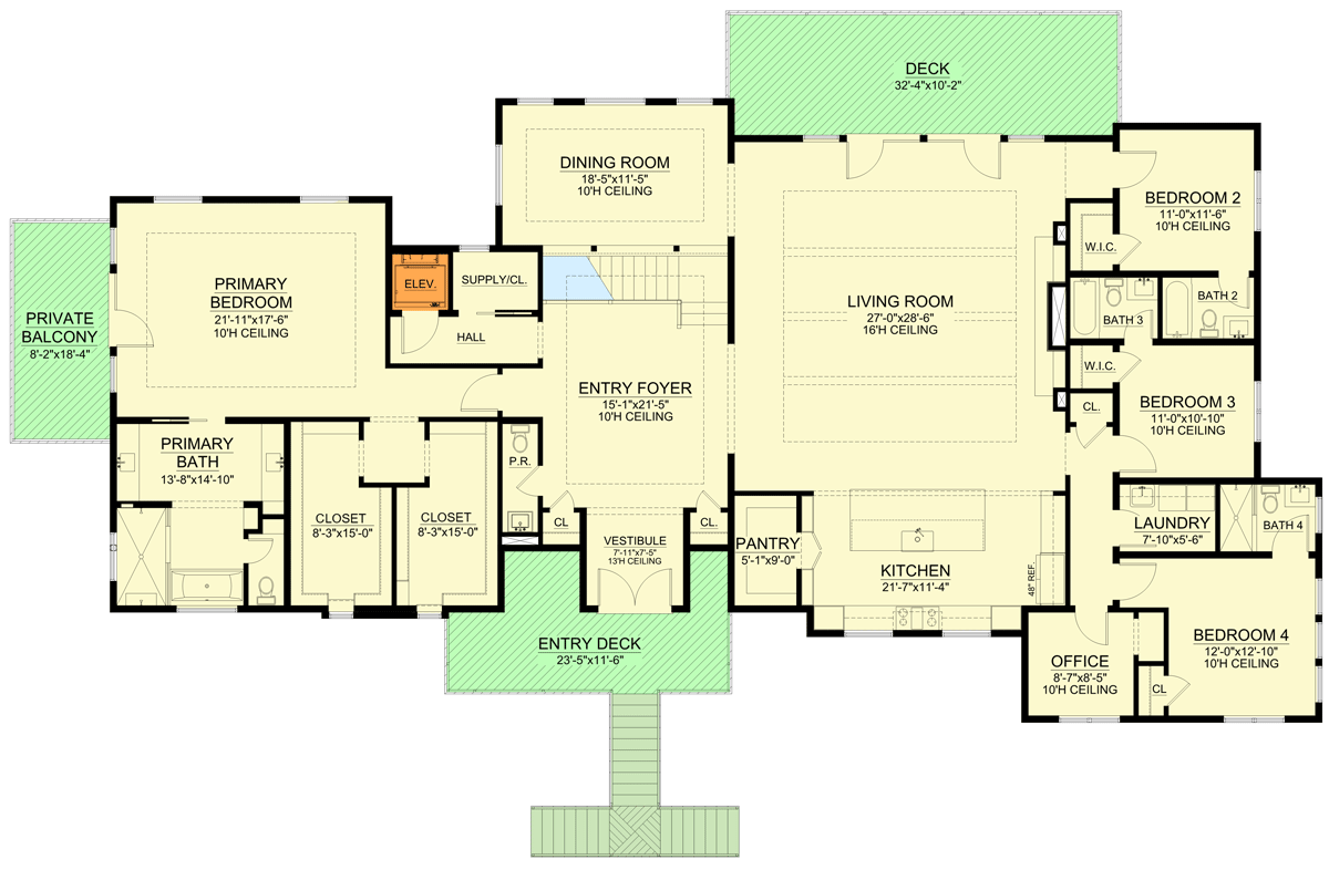 Plan 550009LAN: 3708 Square Foot Raised Ranch with Ground Level Workshop - Floor Plan - 2nd Floor - Contemporary, Mountain, Ranch, Transitional