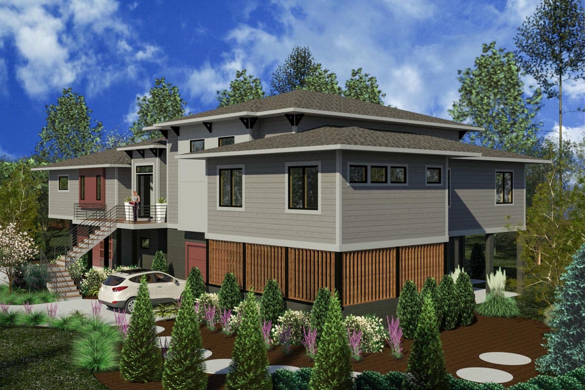 Plan 550009LAN: 3708 Square Foot Raised Ranch with Ground Level Workshop - Image #6 - Contemporary, Mountain, Ranch, Transitional