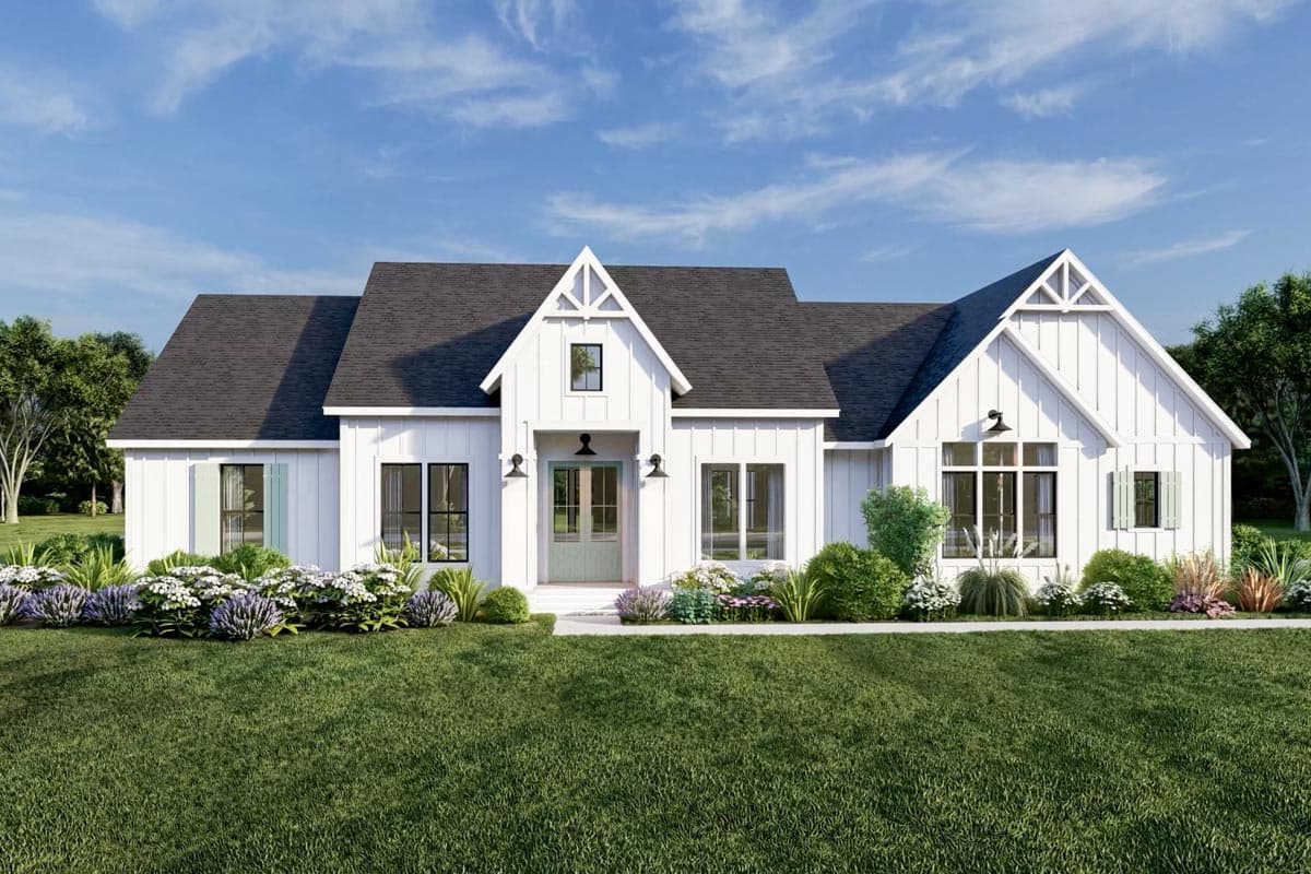 Plan 56538SM: 4-Bed Modern Farmhouse Plan with Outdoor Kitchen Under 2400 Square Feet - Image #5 - Country, Farmhouse, Modern Farmhouse, Ranch, Traditional