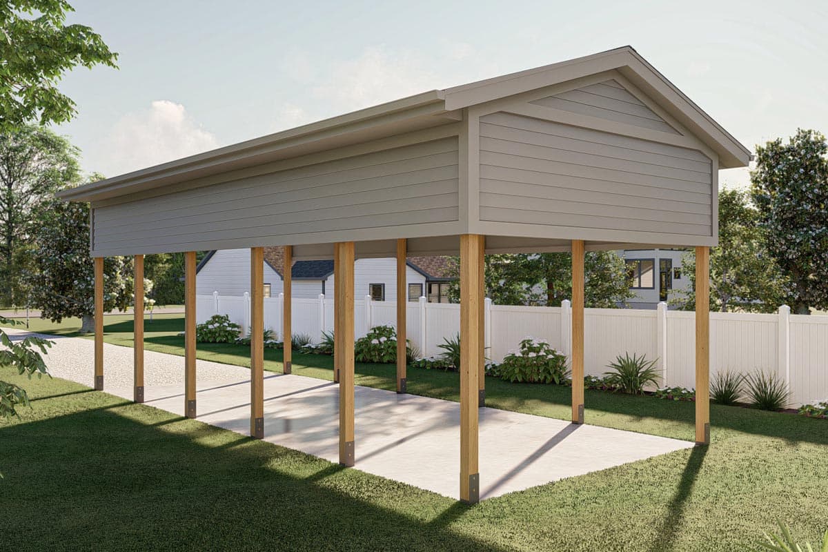 Plan 623254DJ: RV Carport with 15-Foot Clearance and Post-Frame Construction - Image #4 - Traditional