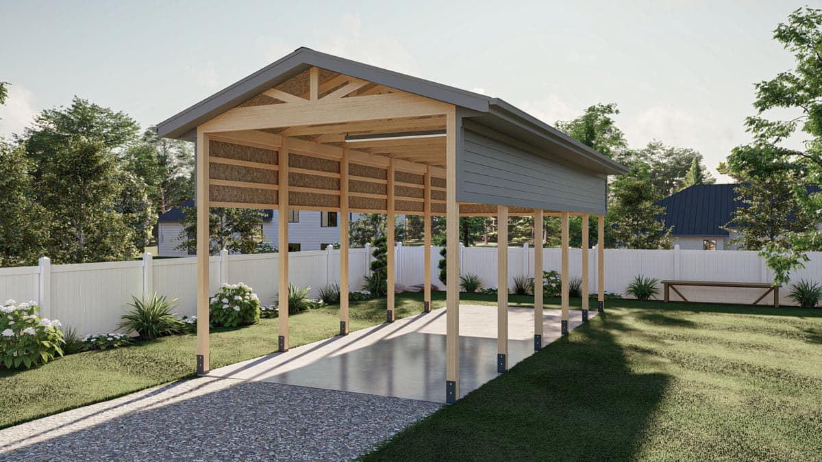 Plan 623254DJ: RV Carport with 15-Foot Clearance and Post-Frame Construction - Image #5 - Traditional