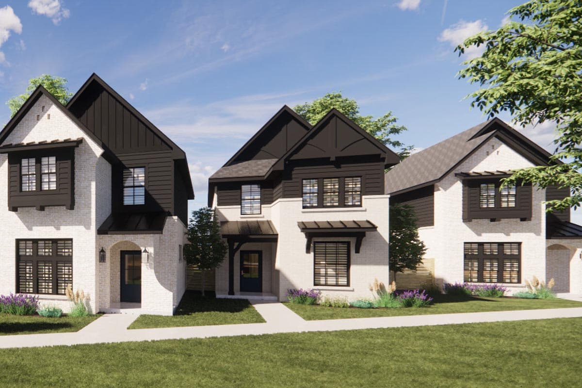 Plan 421527CHD: Transitional Tudor-Style House Plan Just 21 Feet Wide - Image #4 - European, Transitional, Tudor