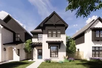 Transitional Tudor-Style House Plan Just 21 Feet Wide