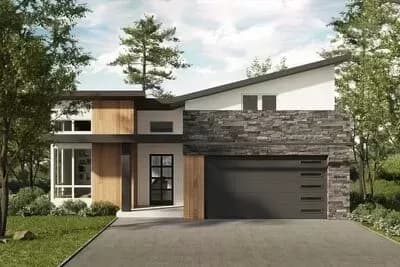 2652 Square Foot Mid-Century Modern House Plan with Walkout Basement Expansion