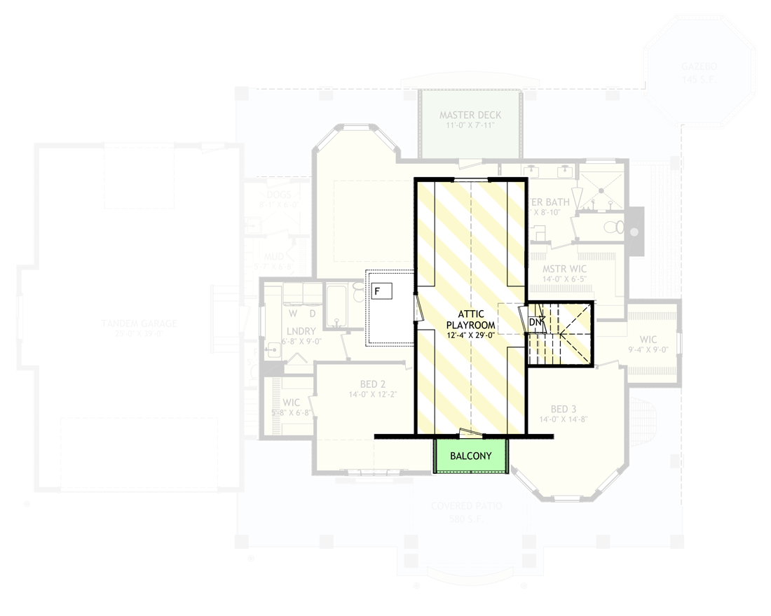 Plan 703000TYL: Flexible Country Home Plan with Front and Rear Porches - Floor Plan - Third Floor - Optionally Finished Bonus Room - Country, Farmhouse, Traditional