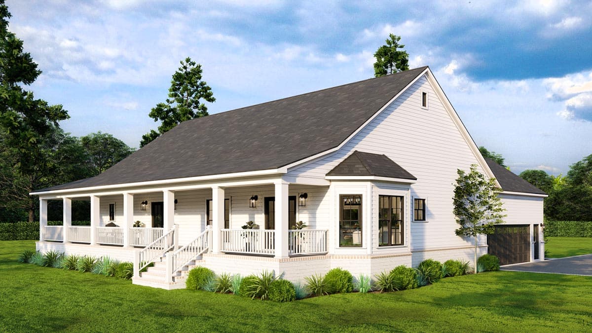 Plan 70851MK: 3 Bed Contemporary Farmhouse with 3-Sided Wrap-Around Porch - 2165 Sq FT - Image #5 - Country, Craftsman, Farmhouse, Modern Farmhouse, Traditional