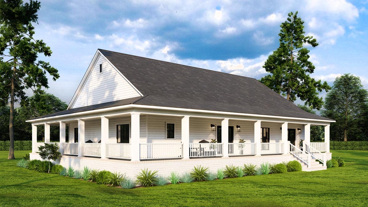 Plan 70851MK: 3 Bed Contemporary Farmhouse with 3-Sided Wrap-Around Porch - 2165 Sq FT - Image #7 - Country, Craftsman, Farmhouse, Modern Farmhouse, Traditional