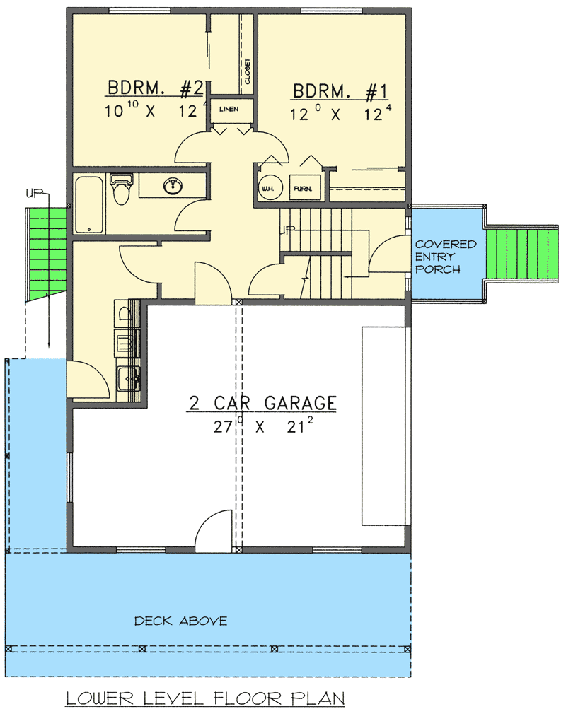 Plan 35305GH: 3-Bed Home Plan with Drive Under Garage - 2437 Sq Ft - Floor Plan - Lower Level - Northwest
