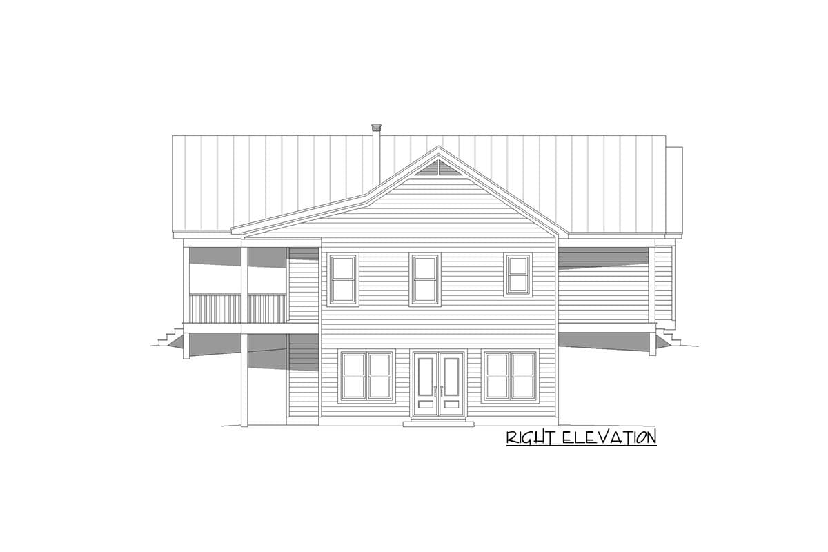 Plan 680146VR: Lake House Plan with 2-Sided Fireplace and 3-Car Side Garage - 1234 Sq Ft - Image #6 - Country, Craftsman, Mountain, Ranch, Rustic