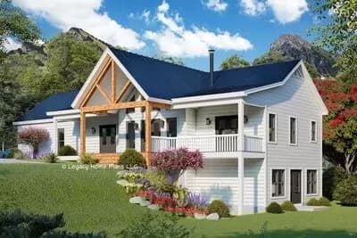 Lake House Plan with 2-Sided Fireplace and 3-Car Side Garage - 1234 Sq Ft