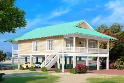Elevated Beach House Plan with 3 Bedrooms and Drive Under Parking - 1546 Sq Ft