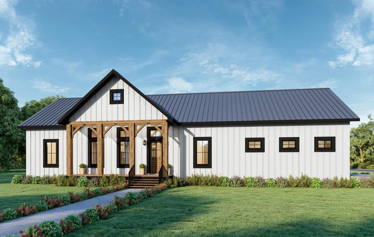 Plan 25034DH: 1620 Square Foot One-Story Country Home Plan with No Wasted Space and a Side-Entry Garage - Image #4 - Barndominium, Country, Craftsman, Modern Farmhouse