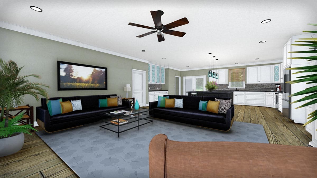 Plan 25035DH: 2090 Square Foot 3 Bed Country Home Plan with 10 Foot Deep Wrap Around Porch - Image #7 - Country, Farmhouse, Southern, Southern Traditional, Traditional