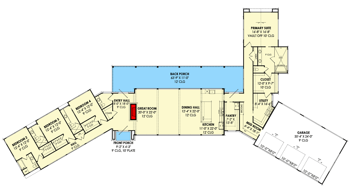 Plan 818061JSS: 3562 Square Foot New Zealand Modern Ranch Captures Views From Every Angle - Floor Plan - Main Level - Contemporary, Mid Century Modern, Modern, Modern Farmhouse
