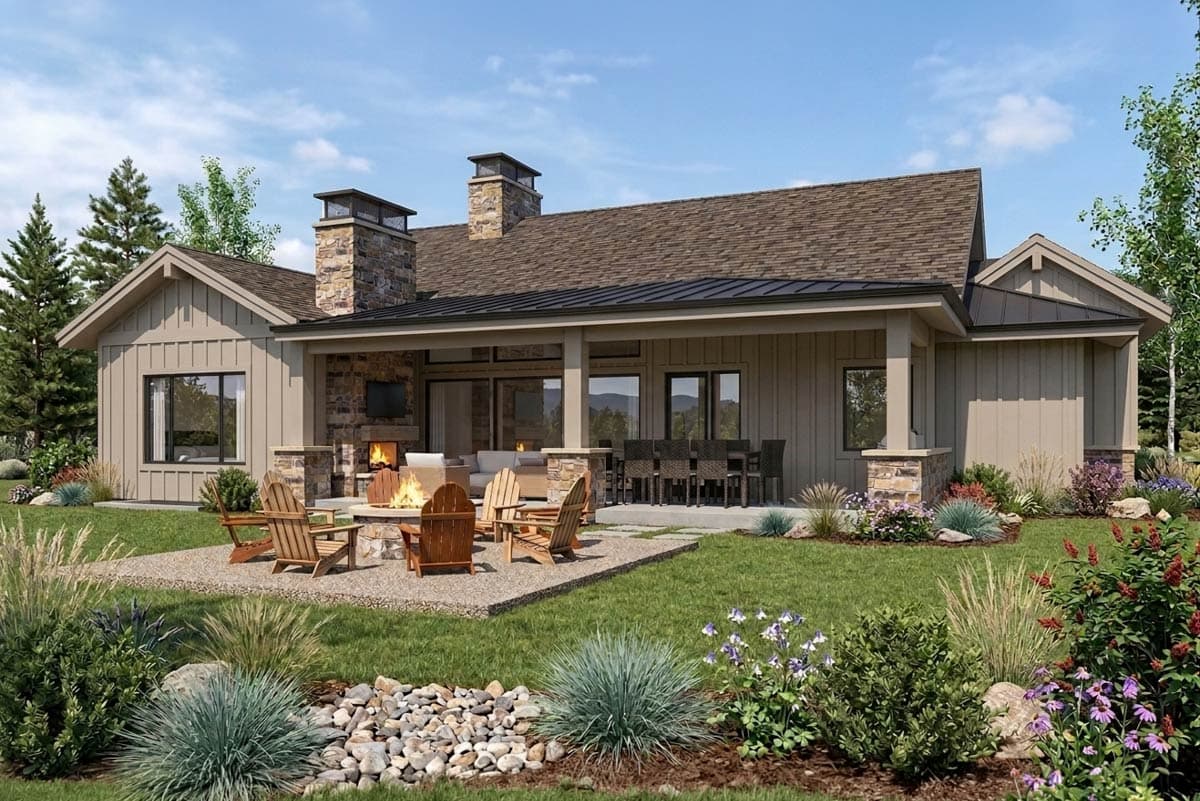 Plan 64539SC: Craftsman House Plan with Garage Workshop and Lower Level Expansion - Image #2 - Craftsman, Mountain, Rustic