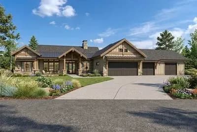 Craftsman House Plan with Garage Workshop and Lower Level Expansion