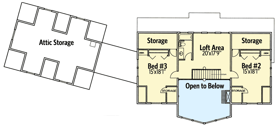 Plan 35312GH: Lake House Plan with Angled 2-Car Garage - 2750 Sq Ft - Floor Plan - 2nd Floor - Contemporary, Mountain, Northwest, Vacation